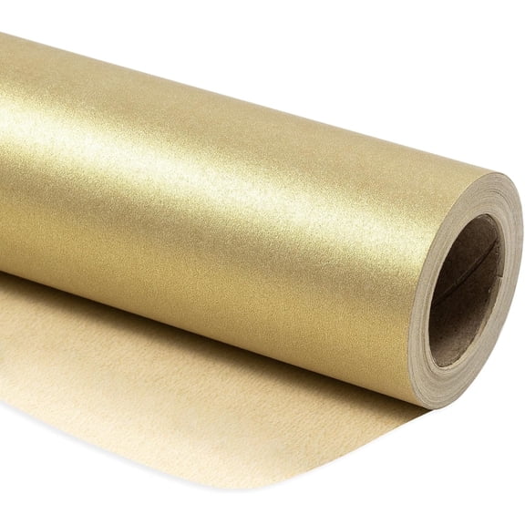 Gold Wrapping Paper - Gift Wrap Pearly - luster Paper Perfect for Wedding, Birthday, Valentine's Day, Christmas, Baby Shower, DIY Bouquet -17 Inches X 23 Feet