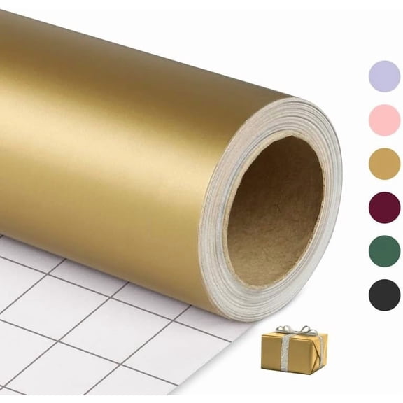 Gold Wrapping Paper Roll 17 Inch x 32.8 Feet, Solid Color Gift Wrap