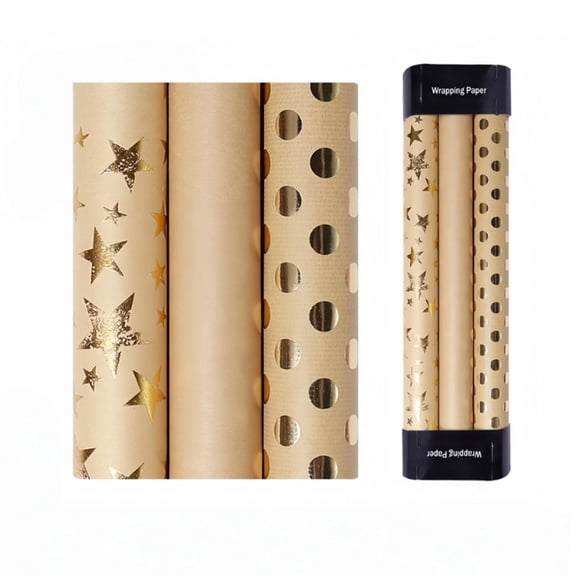 Gold Wrapping Paper Roll, Polka Dot Design Paper for Birthday and Holiday, Paper
