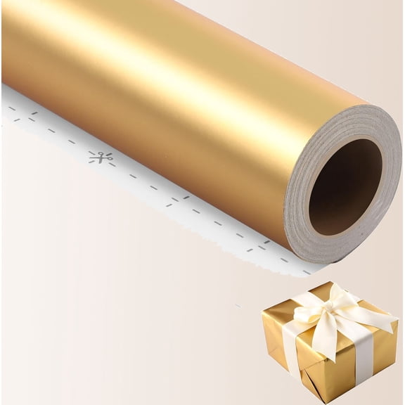 Gold Wrapping Paper Roll Solid Matte Metallic for Valentine's Day Wedding Birthday Anniversaries DIY Bouquet