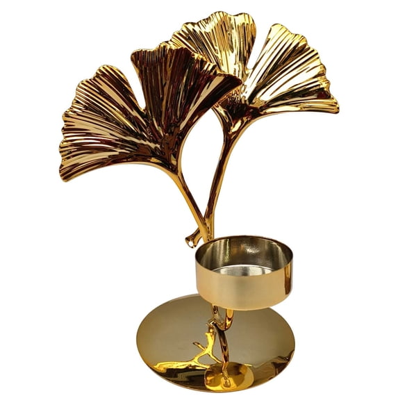 Gold Wrought Iron Candle Holder – Romantic Table Centerpiece with Butterfly, Ginkgo, Wheat, or Trefoil Design for Home & Dinner Decor