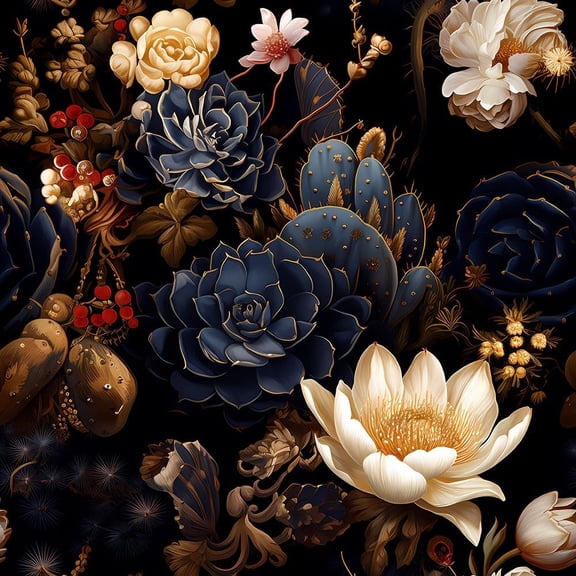 Dark Black Succulent Plants White/Red Flowers Peel and Stick Wallpaper Stick on Contact Paper Vintage Wall Paper Easy Peel Off for nightstand Drawer Cabinet Renter