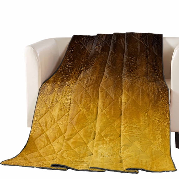 Gold Yellow Ombre Quilted Comforters Cooling Blanket Oversized Queen Size, Vintage Abstract Vignette Texture Black Rustic Boho Cold Comfort for Hot Sleepers Air Conditioning Quilt Blanket for Bed