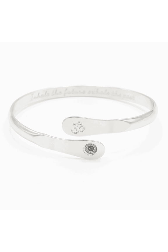 Gold Yoga Bracelets, Om Bracelets, Engraved Bracelets Inhale the future exhale the past- The Om Symbol