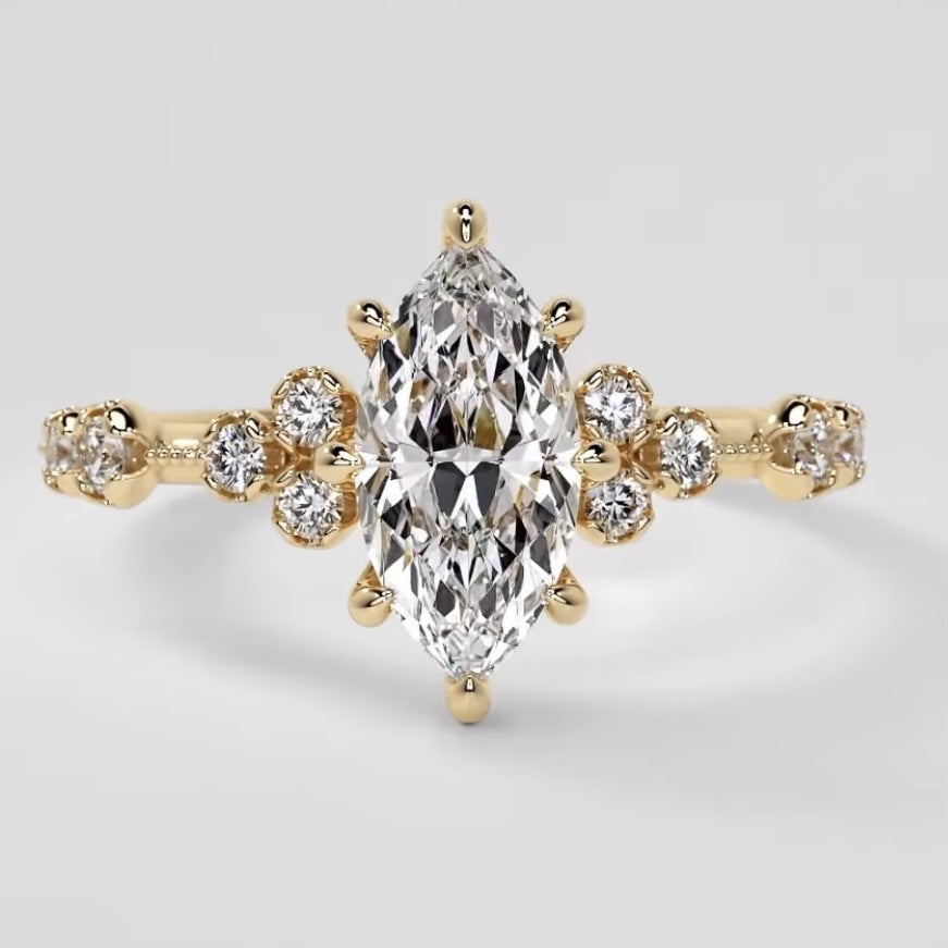 Gold Zircon Ring: Elegant Geometric Alloy Rings for Women ...