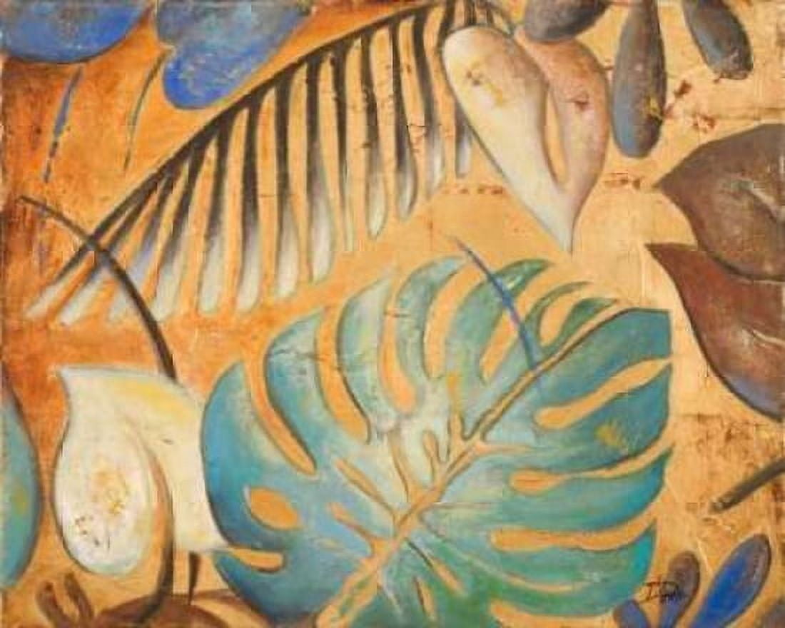 Gold and Aqua Leaves I Canvas Art - Patricia Pinto (24 x 30)