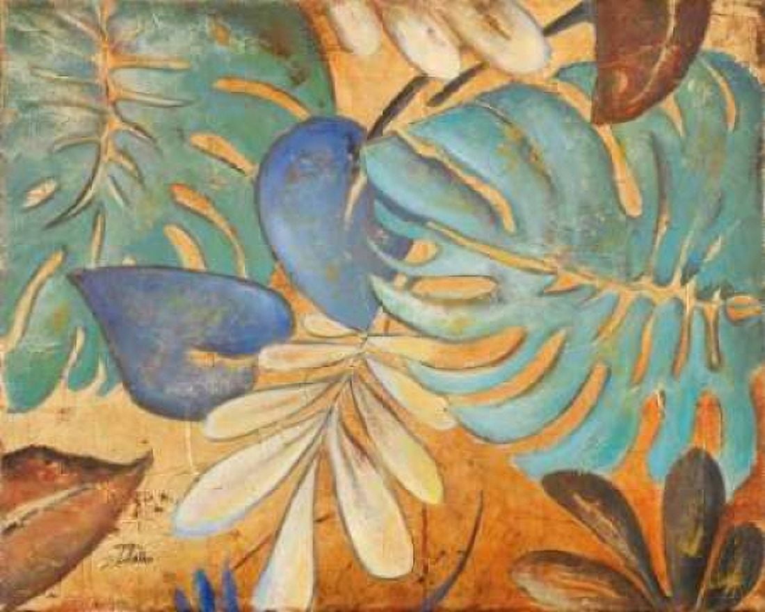 Gold and Aqua Leaves I Canvas Art - Patricia Pinto (24 x 30)