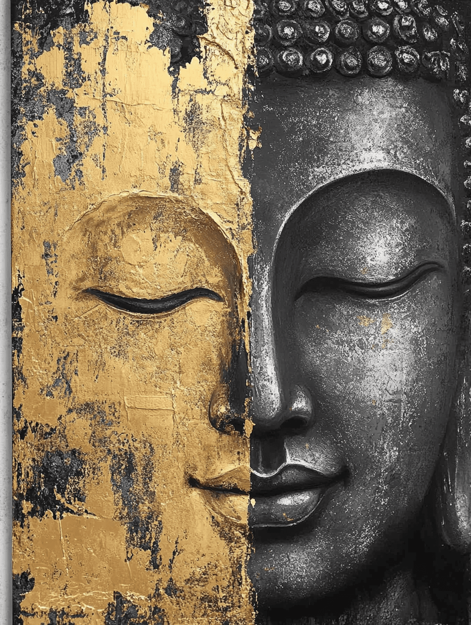 Gold and Black Buddha Canvas Painting Wall Art，Suitable for Living Room ...