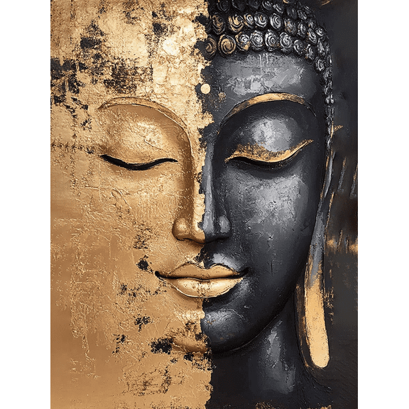Gold and Black Buddha Canvas Wall Art Perfect for Living Room Bedroom Meditation Room Yoga Studio and Office Decor.