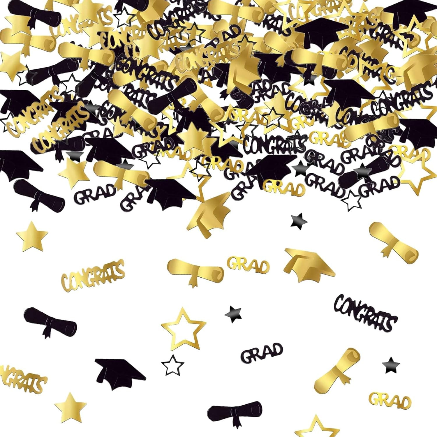 Gold and Black Graduation Confetti 2024, 1000 Pcs Grad Confetti Class