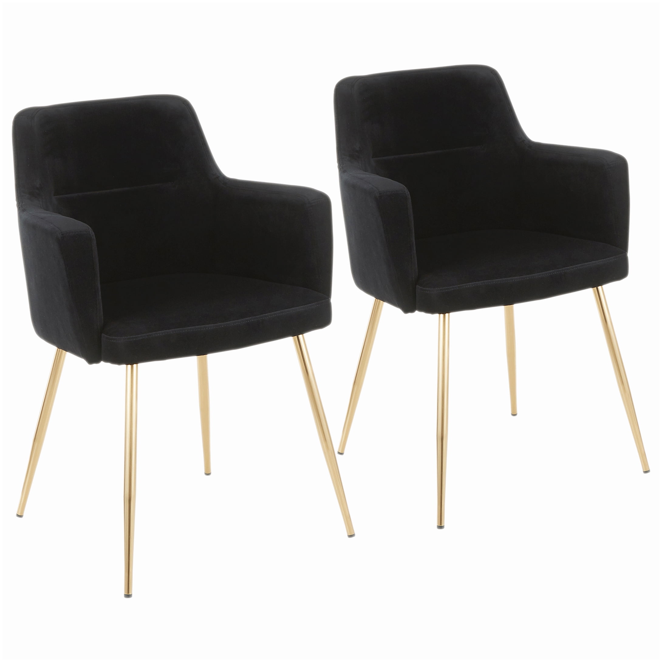 Gold and Black Velvet Chairs, Pair of Modern Upholstered Dining Chairs ...