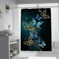 thumbnail image 1 of Gold and Blue Butterflies Pattern Shower Curtain Print Dark Blue Washable Bathroom Shower Curtain Spa Farmhouse Decoration Waterproof 72W x 78L(in), 1 of 6