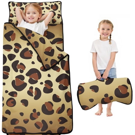 Gold and Brown Of Leopard Print Toddler Nap Mats for Kids Preschool,Sleeping Mat Bag or Kids,Toddler Sleeping Bag,Toddler Nap Mat or Daycare