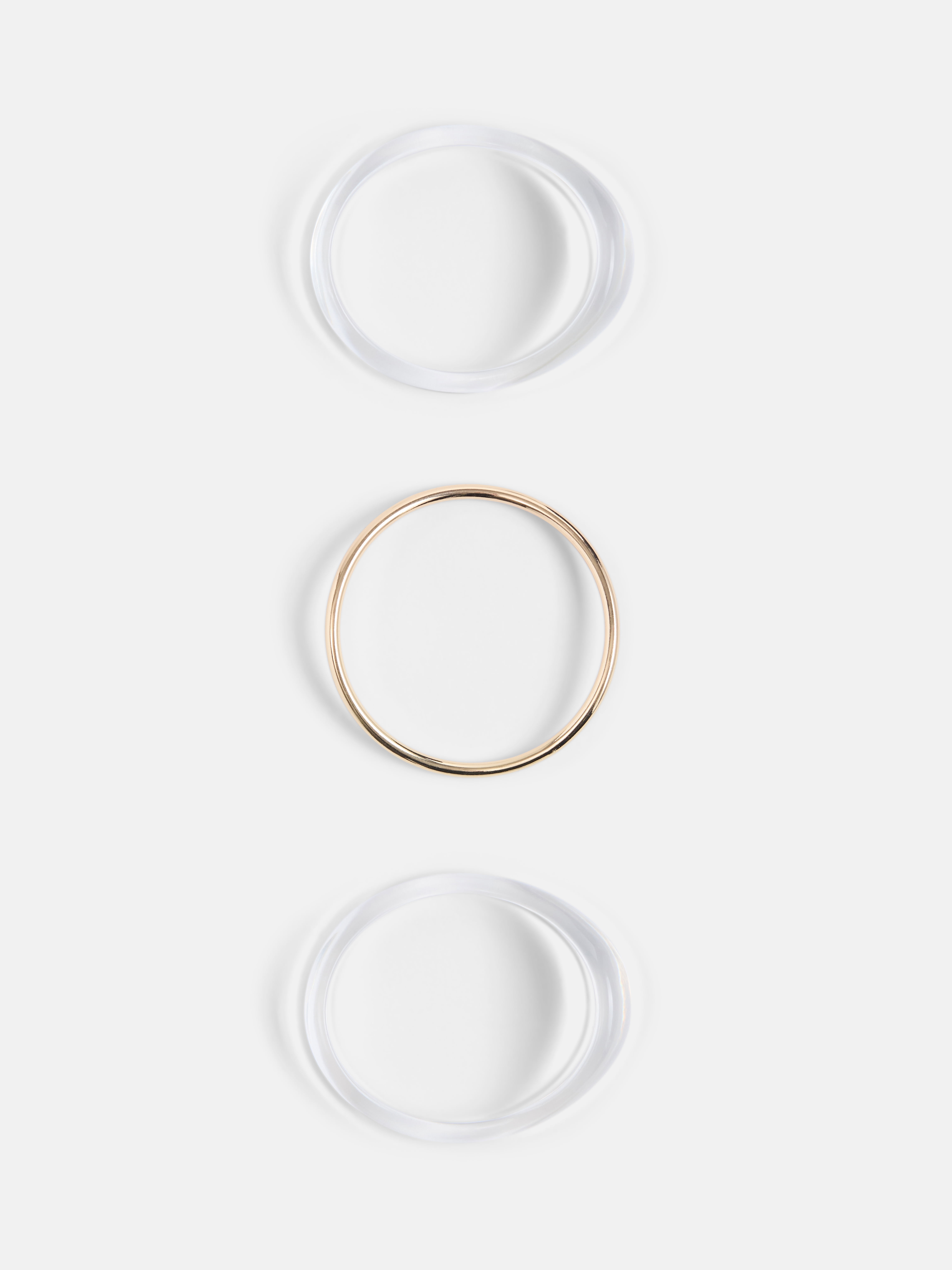 Women's Gold Tone & Acrylic Sculpted Bangle Bracelets, 3 Pieces