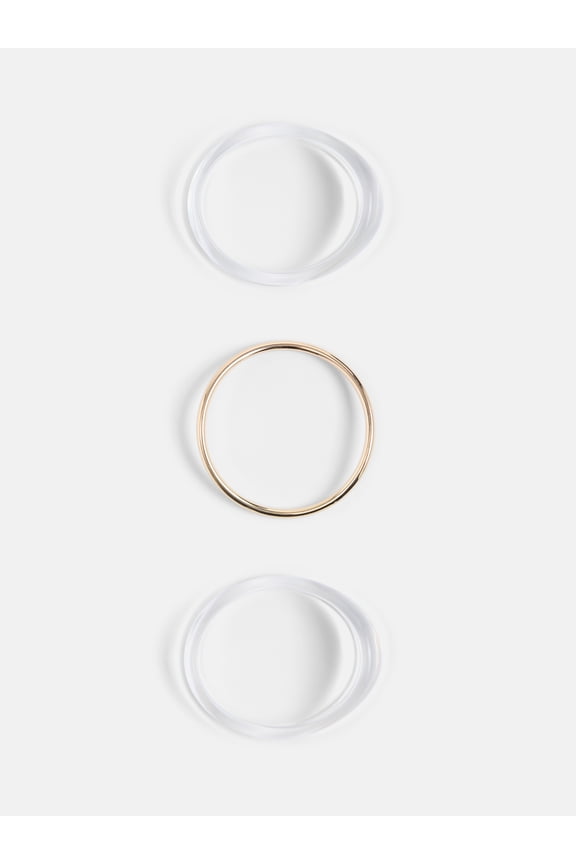 Women's Gold Tone & Acrylic Sculpted Bangle Bracelets, 3 Pieces