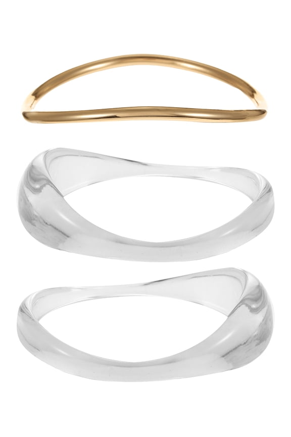 Gold and Clear Mixed Bangle Stack