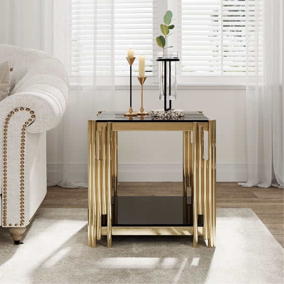 Gold and Glass End Table / Ideal for Bedside Reading / Strong and Long-Lasting