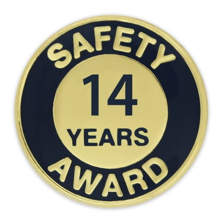 Gold and Navy 14 Year Safety Award Enamel Lapel Pin
