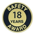 thumbnail image 1 of Gold and Navy 18 Year Safety Award Enamel Lapel Pin, 1 of 3