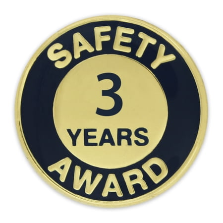 Gold and Navy 3 Year Safety Award Enamel Lapel Pin