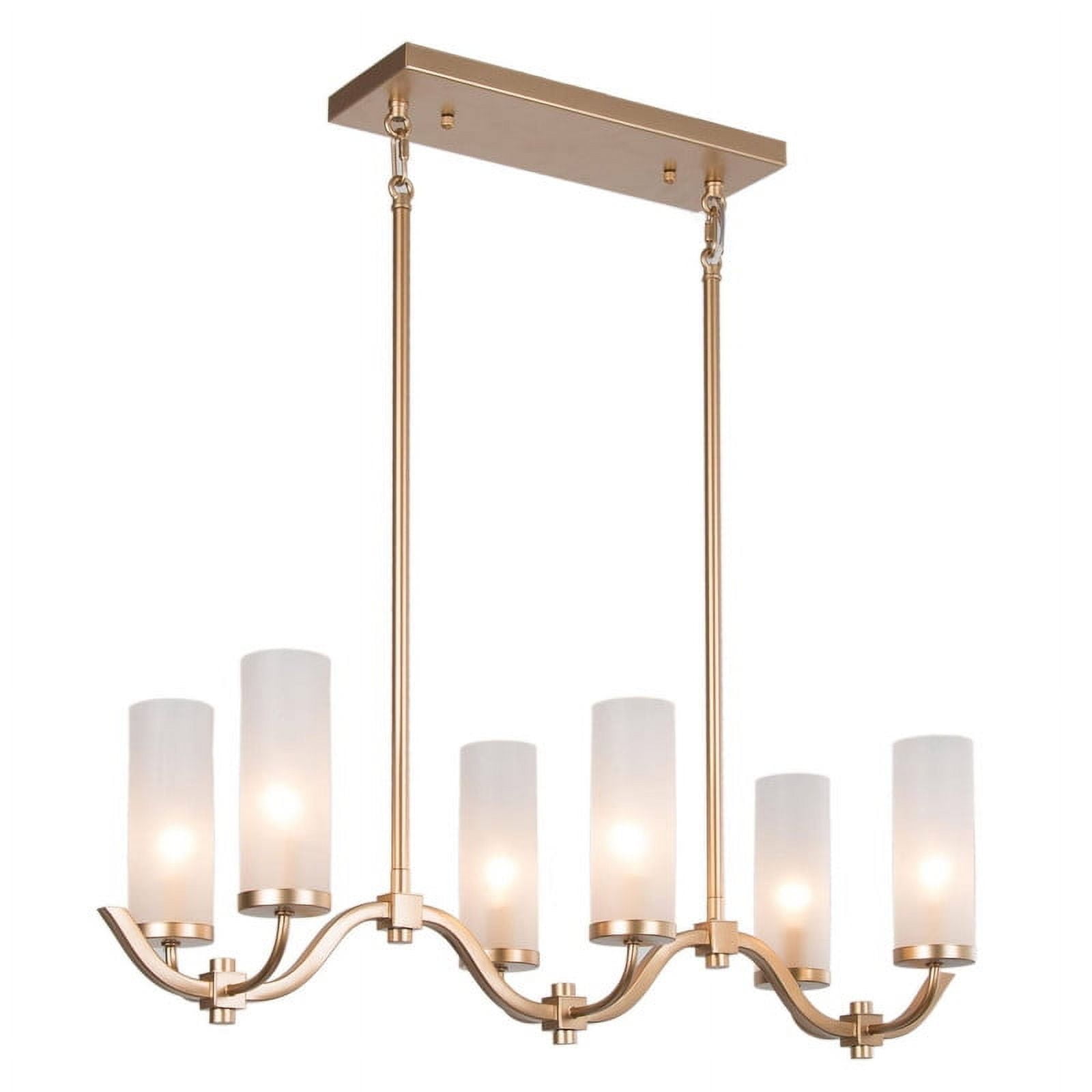 LNC Gold and Opal Glass Cylinder Linear LED Pendant for Large Kitchen Islands