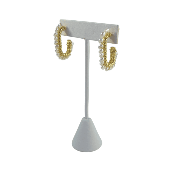 Gold and Pearl Hoop Earring