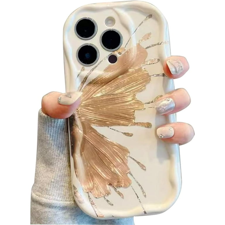 Gold and Silver Butterfly Wings Curved Edge Clear Phone Case for