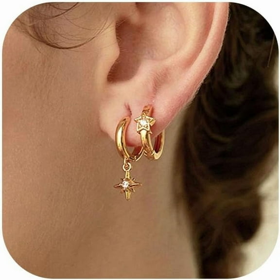 Gold and Silver Earrings Set: Hoop, Stud, Dangle, Huggie, and Drop Earrings for Women – Trendy, Hypoallergenic, and Ideal for Multiple Piercings