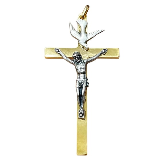Gold and Silver Holy Spirit Crucifix 3.5"