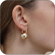Gold and Silver Hoop Earrings, Gold Ball Drop Dangle Earrings for Women, Hypoallergenic Lightweight Gold Plated Earrings-24mmgold-