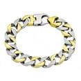 thumbnail image 1 of Gold and Silver Plated Stainless Steel Pave Cuban Link 8.5’’ Men’s Solid Bracelet, 1 of 6
