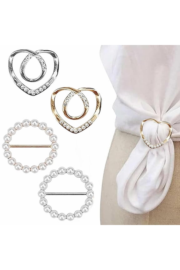 Gold and Silver Scarf Ring Clip Gd2, Scarf Ring Clip T Shirt Ties Clips, Home and Kitchen, 1* Metal Knot Buckle, By Meiiso