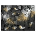 thumbnail image 1 of Gold and White Feathers On Triangular 8 in x 12 in Painting Canvas Art Print, by Designart, 1 of 4