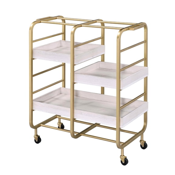 Gold and White Washed, 3 Adjustable Trays | Spacious Rectangular | Fit for Dining Room Use, Accommodate Items