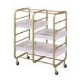 thumbnail image 1 of Gold and White Washed Serving Cart with 3 Adjustable Trays,Gold+White Wood+Metal Furniture Dining Kitchen Islands Carts, 1 of 1