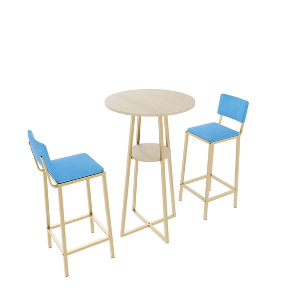 Gold bar table and chairs with velvet fabric / Elegant for bedroom use