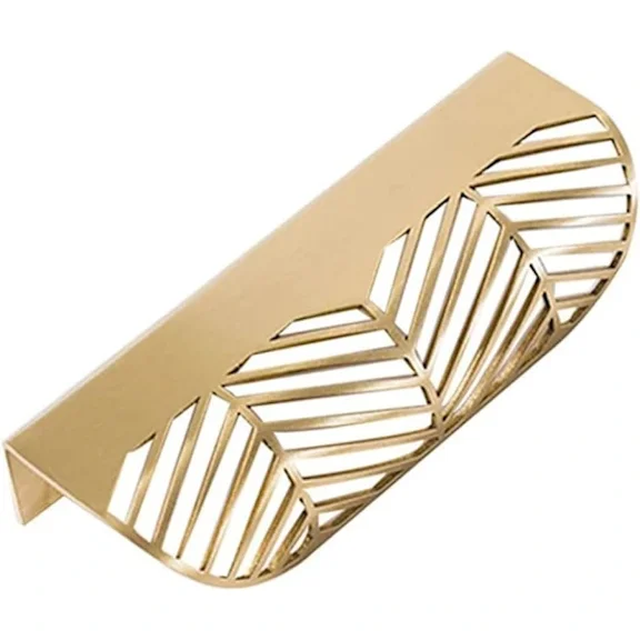 Gold cabinet handles 4 pieces leaf shape gold brass cabinet handles