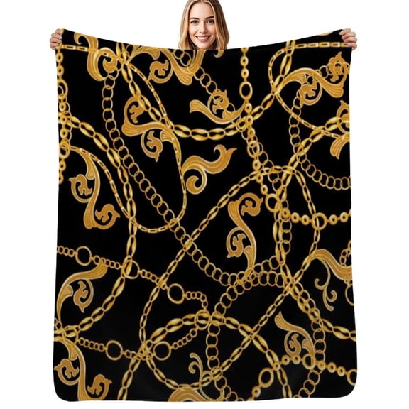 Gold chain Flannel Blanket Warm Soft Bedding Throws Winter Camping Chair Sofa Bed
