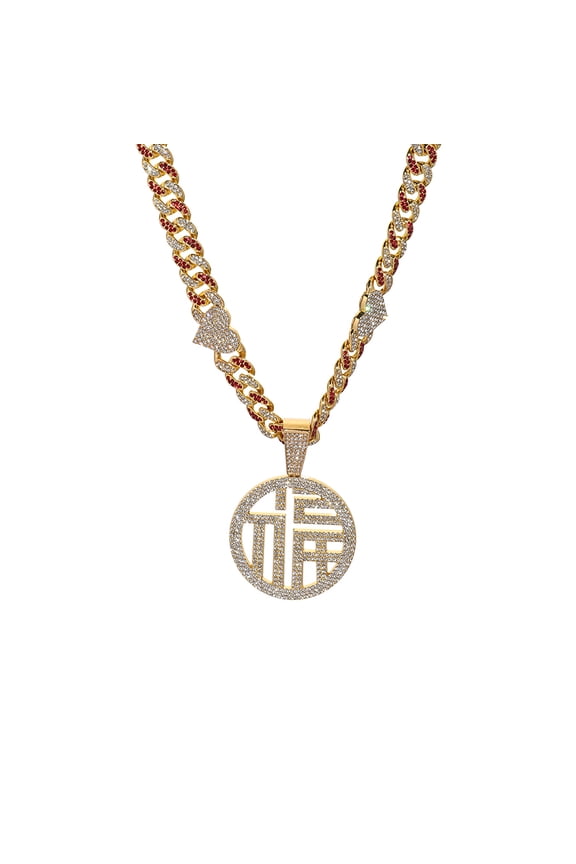 Gold clapping pendant necklace with a Cuban chain and press-lock clasp β itβs a 2025 fashion style and ideal for daily outings.