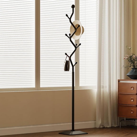 Gold coat rack,Coat Tree Freestanding heavy duty with 8 Hooks and Sturdy Metal Base for Coat Hats Purses,Tree-shaped Coat Stand for Entryway,Bedroom