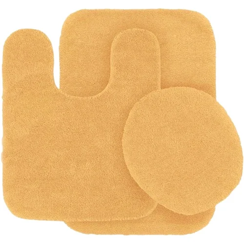 Gorgeous Home Linen Gold BS#6 Bathroom Mat Rug Chenille Non-Skid Rubber Backing 3pc