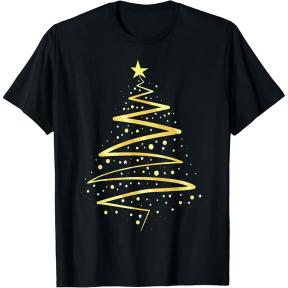 Gold color Christmas Tree Design T-Shirt