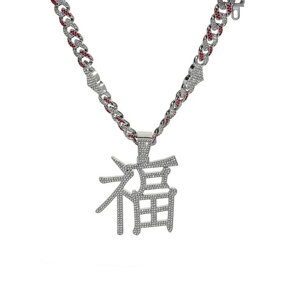 Gold cross pendant diamond-inlaid necklace with a Cuban chain and press-lock clasp – it’s a 2020 new hip-hop style, suitable for daily wear and festivals.