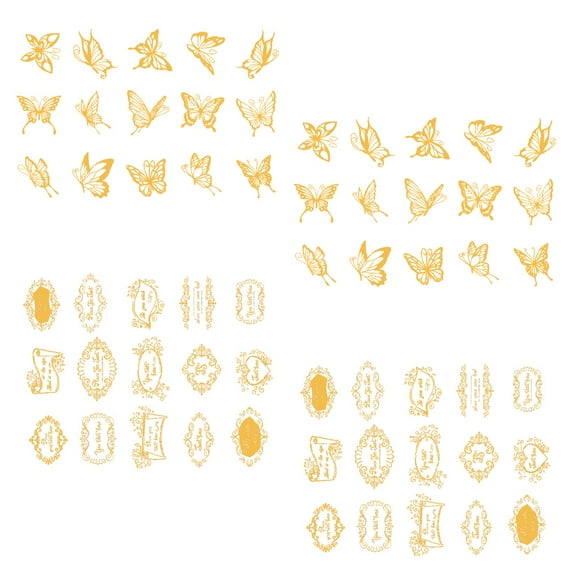 Gold foil Stickers Set, Waterproof Stickers, for Scrapbook Journals Laptop,Water bottles Decor, 4 packagesStyle:Style 3;