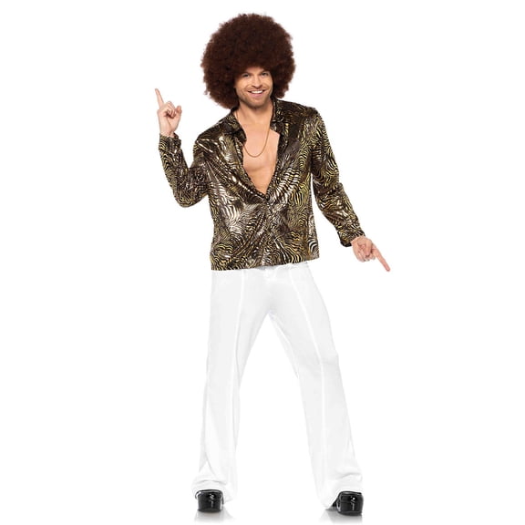 Gold foil zebra disco shirt X-LARGE BLACK/GOLD