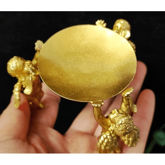 Gold gilded Copper Circle of Three Angel Candleholder Vintage candlestick tea ceremony Tea Light Candle Holder Ancient Greece Candelabra f28