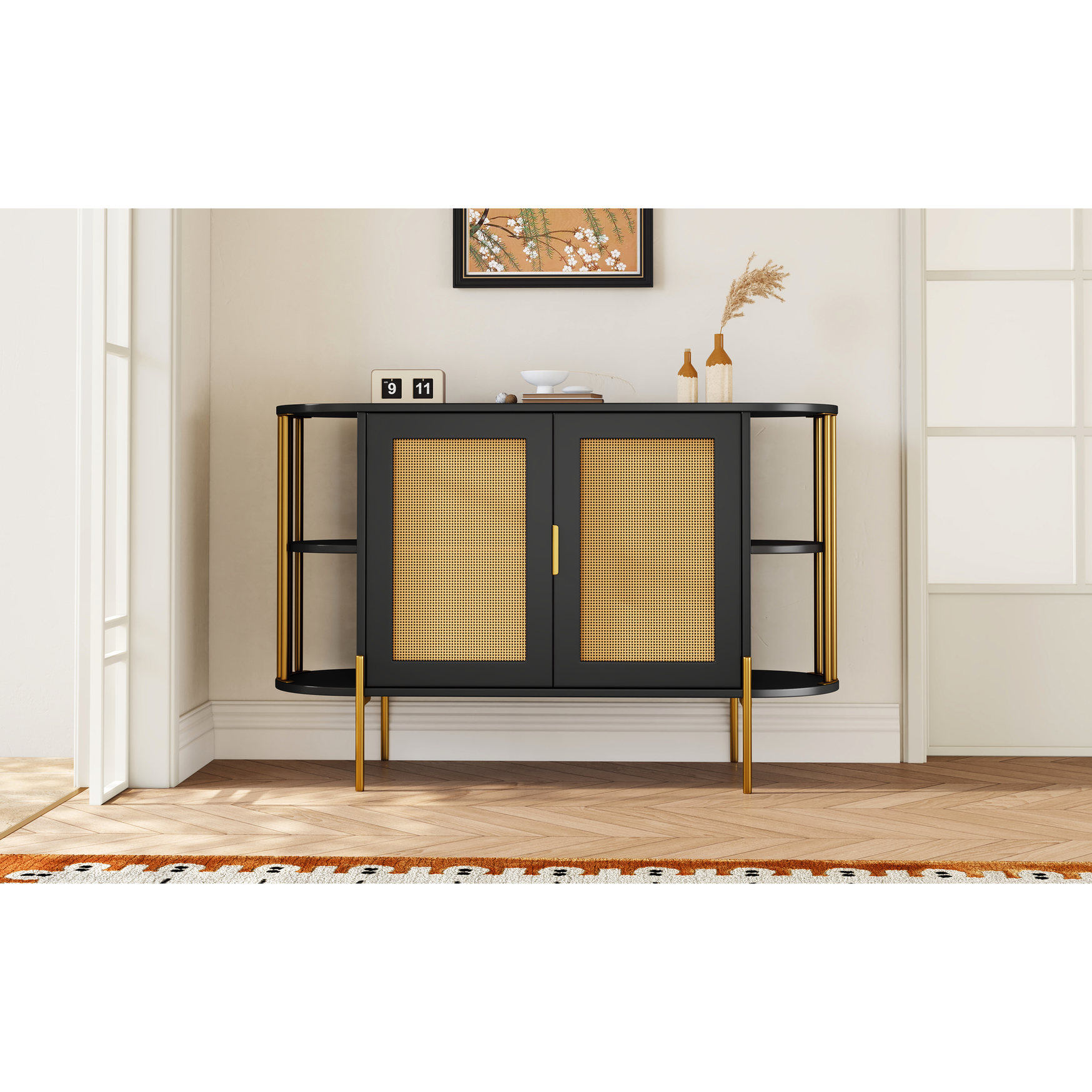 Curated visual reference: Gold Handles And Legs With Rattan Doors Photo Inspiration