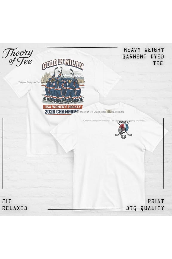 Gold in Milan 2026 Adult Shirt | USA Hockey Women's Gold Winner | Hockey T-Shirt | Comfort Color | Vintage Style Sport Design | Hockey Sport