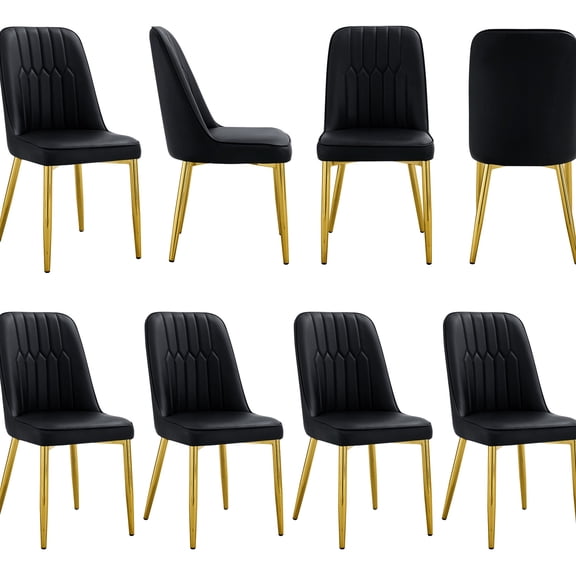 Gold - legged Black PU Chairs, Soft Sponge Filling / Offer Cozy Seating in Different Rooms