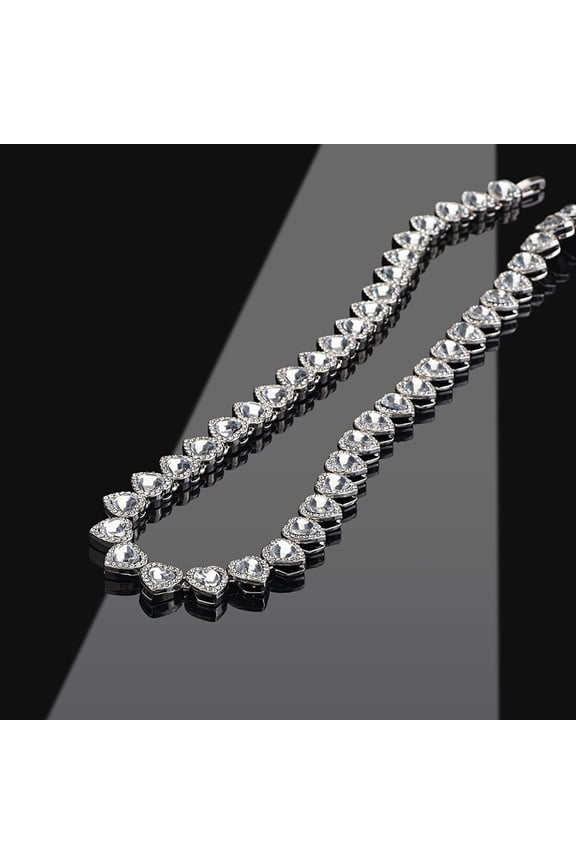 Gold letter pendant diamond-inlaid necklace with a heart-shaped Cuban chain and press-lock clasp  its a 2025 new hip-hop style, suitable for daily wear and festivals.
